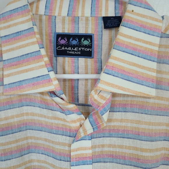 (656) Charleston Threads Men's Casual Linen Short Sleeve Button Down Shirt, XL - Picture 7 of 15